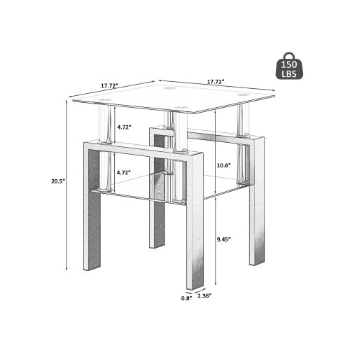 Modern Black Tempered Glass End Tables, Coffee Table For Living Room