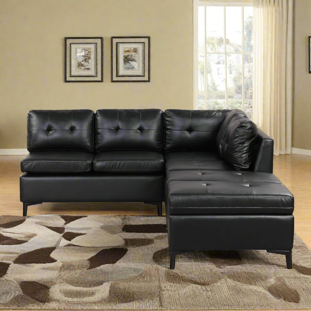 Black Leather Sectional Sofa