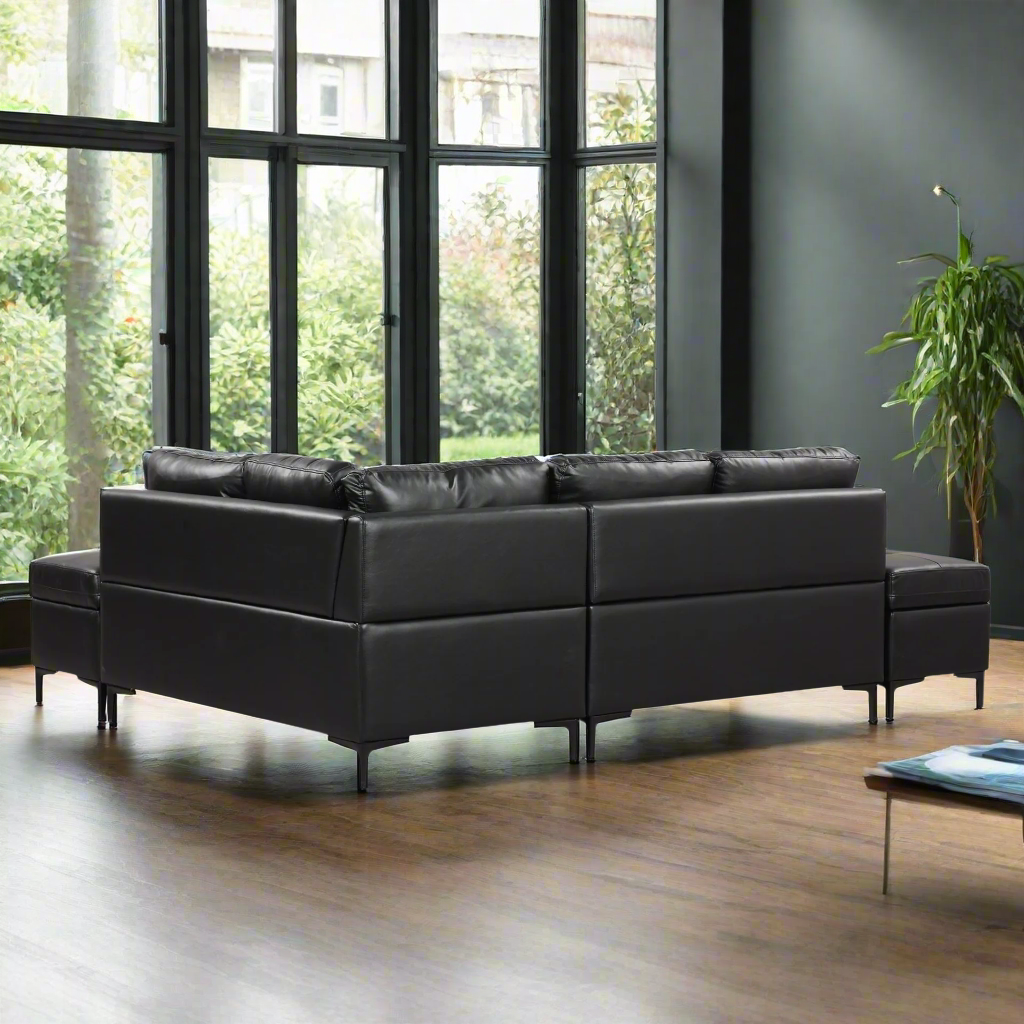 Black Leather Sectional sofa