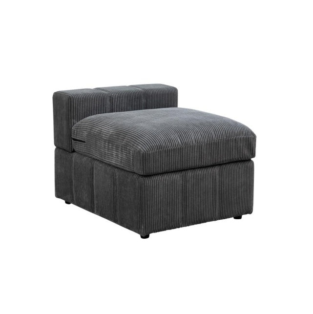 Dark Grey Corduroy Living Room Sofa Double Armrests 3-Piece