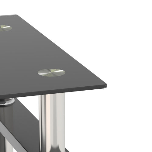 Modern Black Tempered Glass End Tables, Coffee Table For Living Room