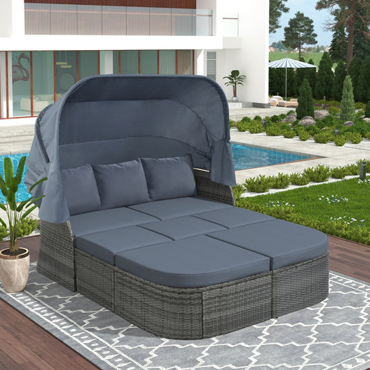 Poolside Sunbed With Wicker Canopy