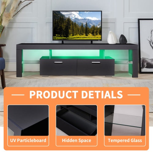 Modern Black LED TV Stand UP to 75"